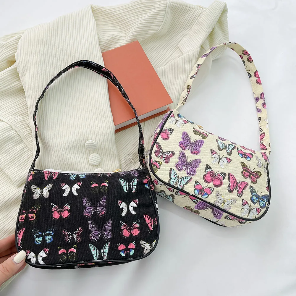 

Fashion Exquisite Shopping Bag Canvas Underarm Bag Ladies Vintage Mini Daisy Popular Simple Female Daily Bag