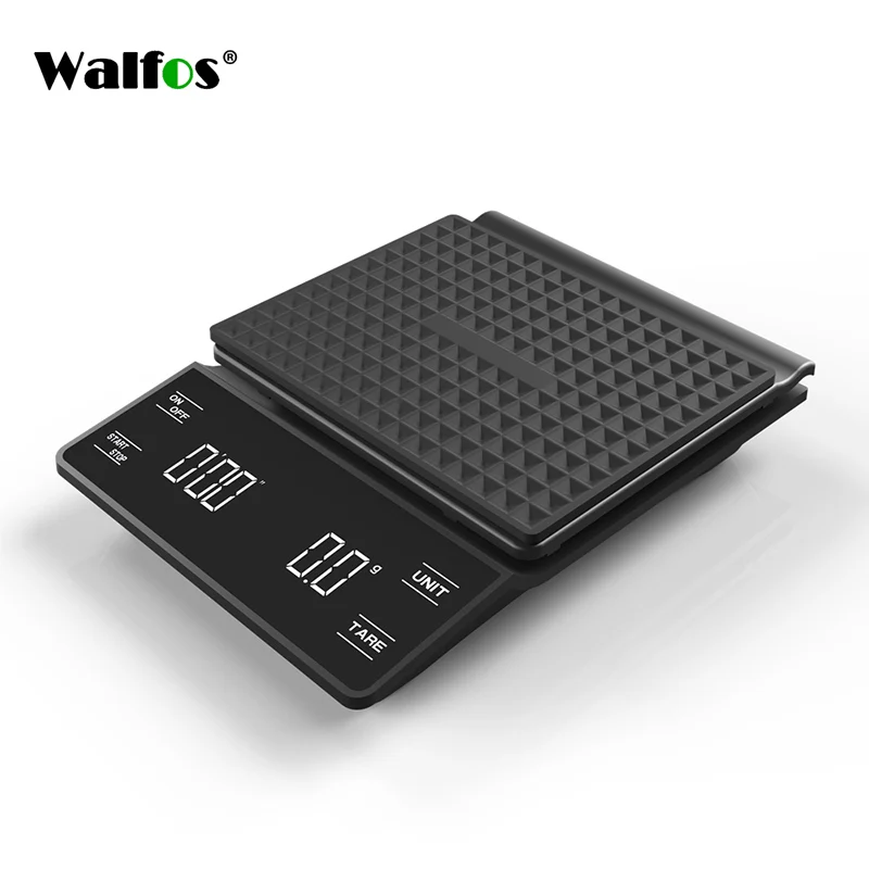 Walfos кг/3 кг/0,1 г Электронные Кофе весы с таймером Высокая точность цифровой Кухня весы Кофе Вес баланс без Батарея - изображение