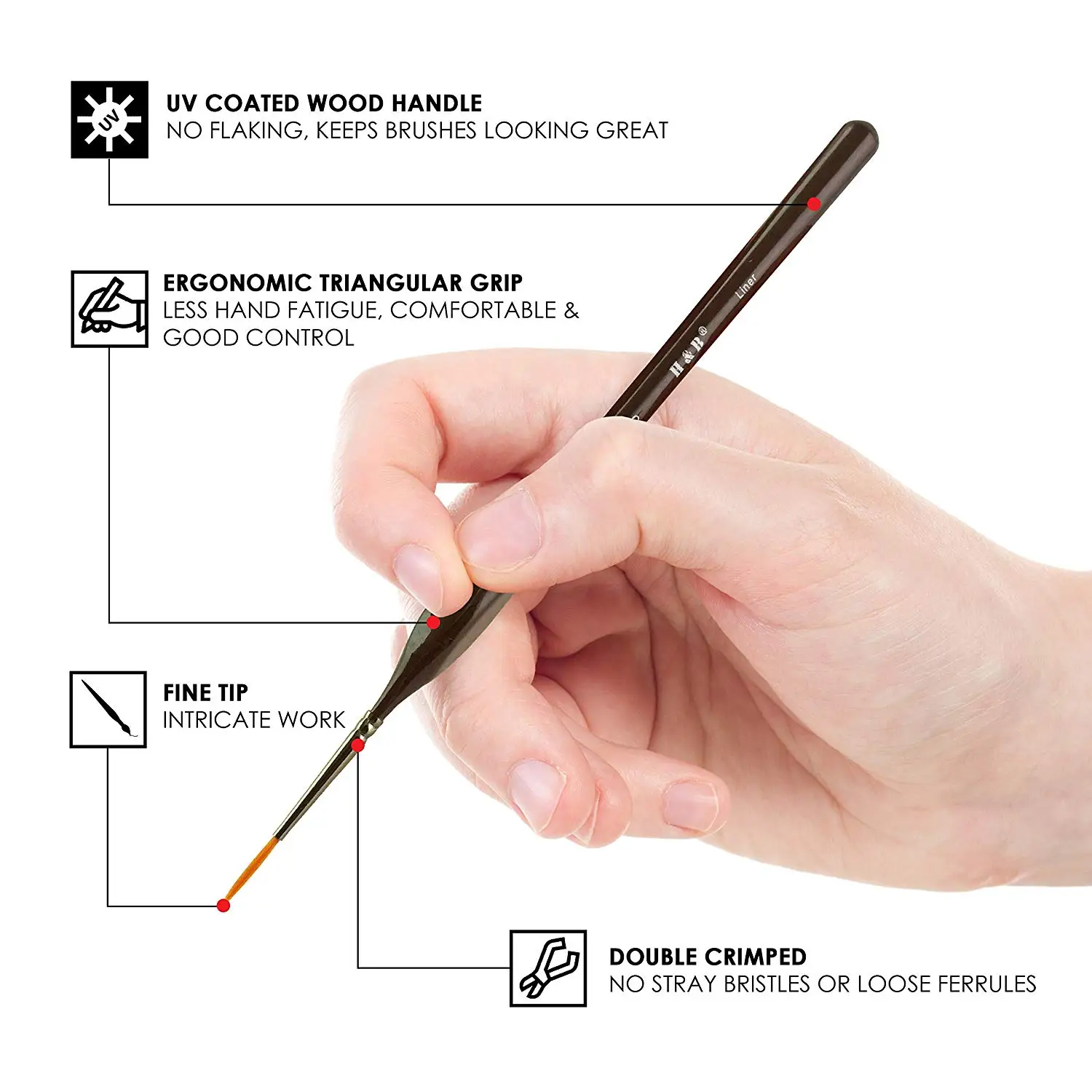 Набор из 12 тонких кистей для краски Акриловая Акварельная эмаль масло Цитадель