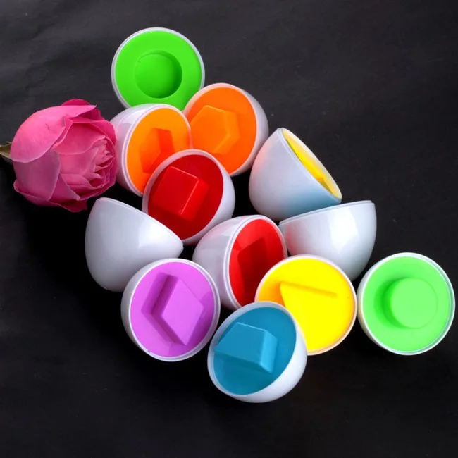 

6Pcs Mixed Shape Wise Pretend Puzzle Smart Eggs Baby Learning Education Kitchen Toys Tools