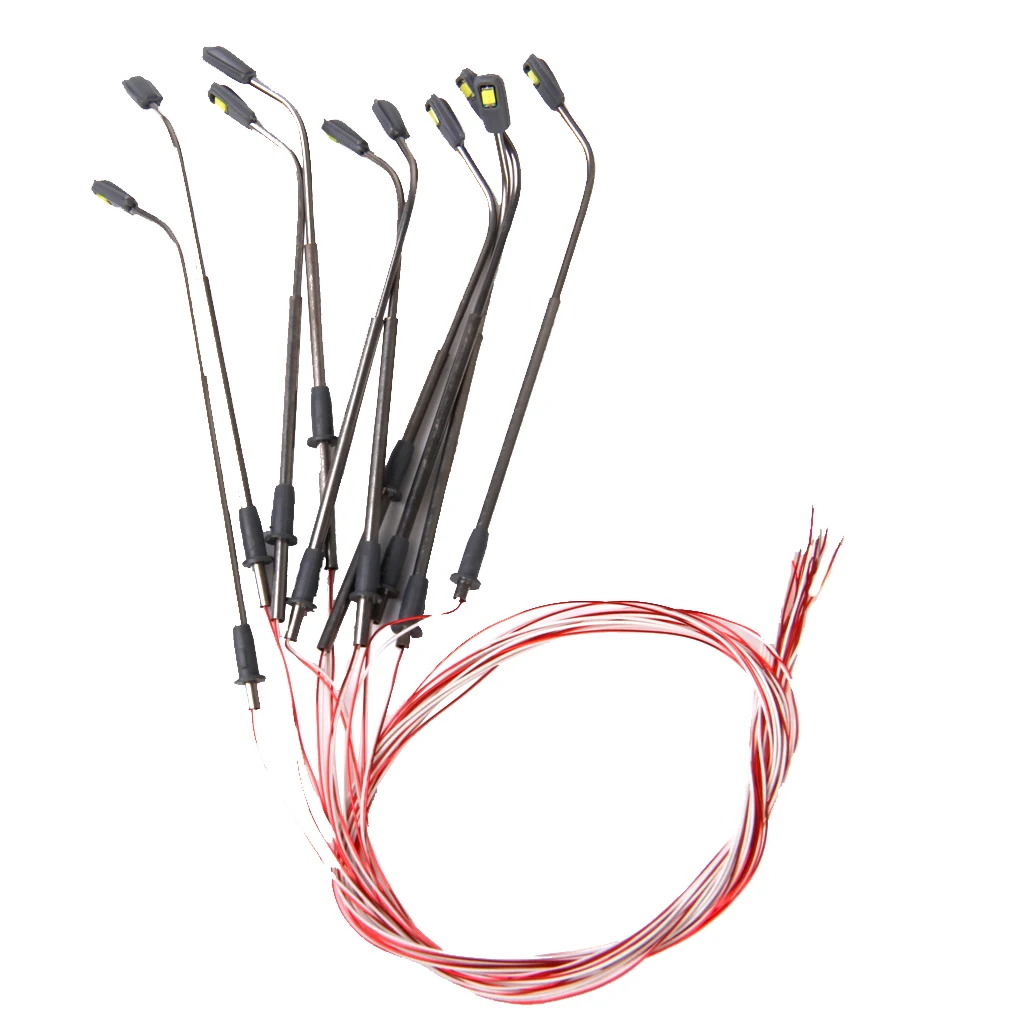 

10 Packs 1:200 Steel LED Lamp Yard Lights for Model Plaza Scenery Layout