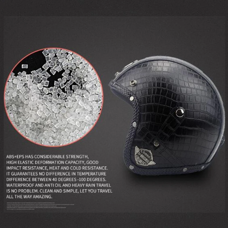 ПУ кожаные шлемы 3/4 мотоциклетный Чоппер велосипедный шлем с открытым лицом