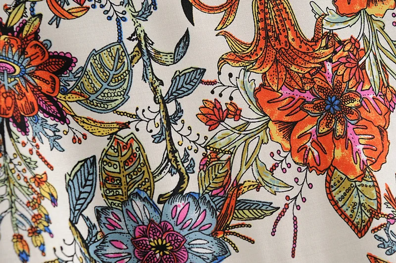 Платье-кимоно женское в стиле бохо с цветочным принтом рукав летучая мышь