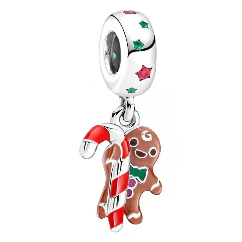 

Creative cute colorful gingerbread man charm DIY s925 sterling silver Beads Fit Original Pandora Bracelet Necklace Women Gift