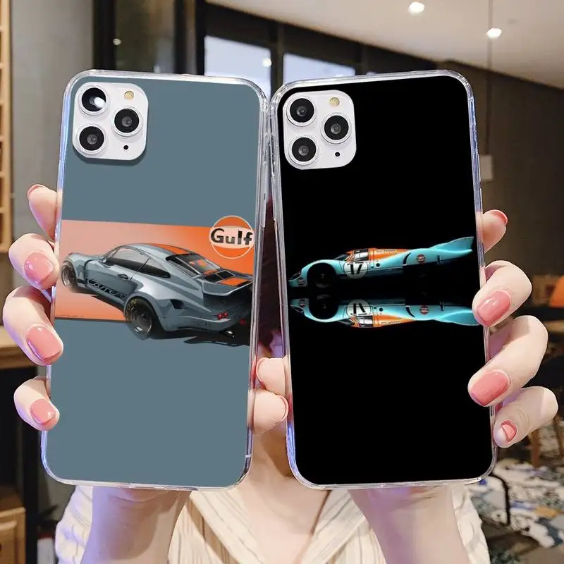 

Gulf Racing car Phone Case For iphone 5s 6 7 8 11 12 plus xsmax xr pro mini se Transparent Cover Fundas Coque