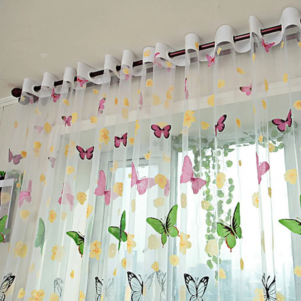 100*200 см красивая бабочка пряжа печать отвесные окна двери панели шторы