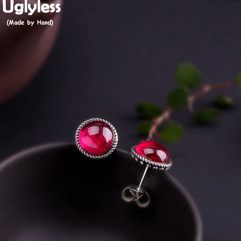 

Серьги-гвоздики женские из серебра корундовые камни пробы, 925 пробы