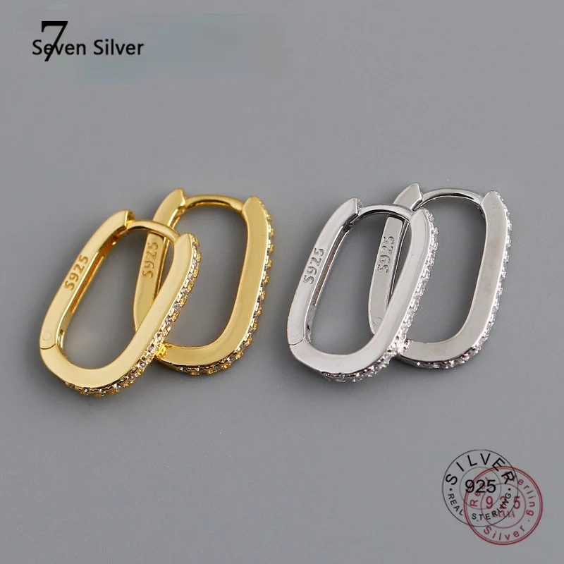 

Fashion Charm Real 925 Sterling Silver Minimalist Pave Zircon Geometric Stud Earrings For Women Unisex Party Jewelry Gift