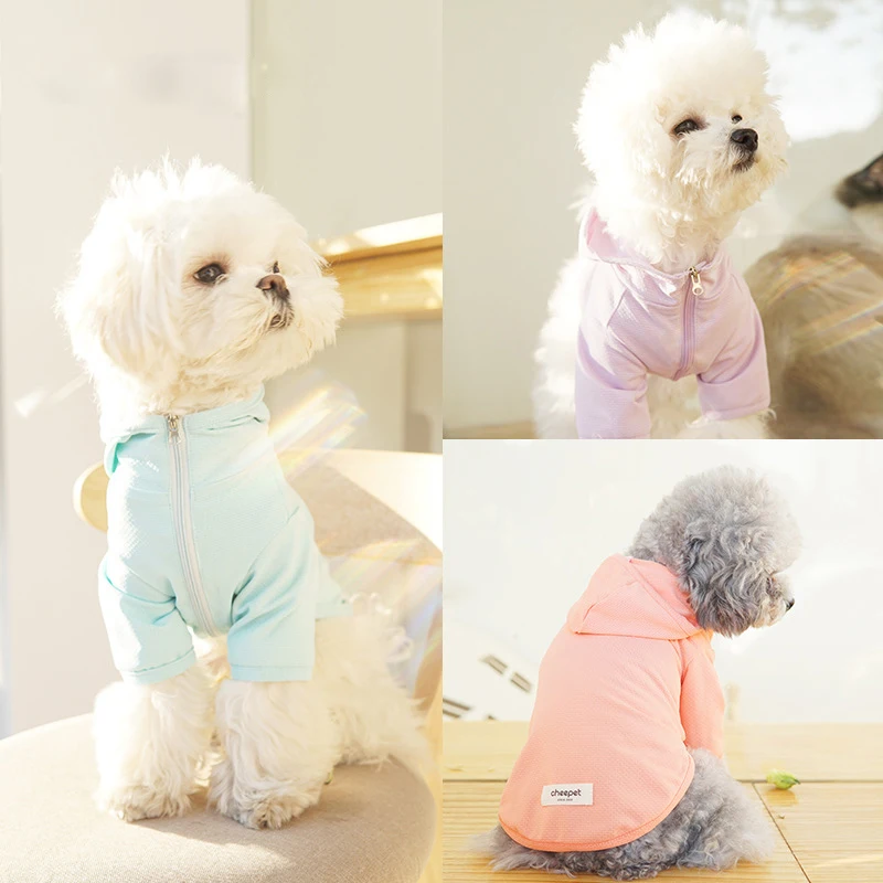 

Summer Pet Dog Hoodie Clothes Cute Thin Sunscreen Shirt Teddy Puppy Cat Breathable Sunproof Smock Coats Dog Sun Protection Shirt