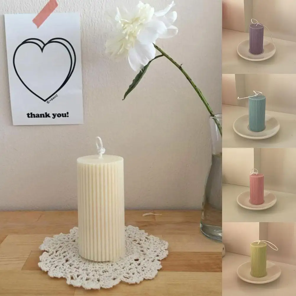 Вертикальные Полосатые зеленые столовые свечи 6 см обеденная настольная свеча