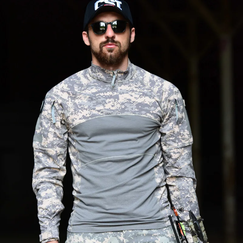 

Military Mens Camouflage Tactical T Shirt Long Sleeve Brand Cotton Breathable Combat Frog shirt Men Training Shirts S-3XL AF112