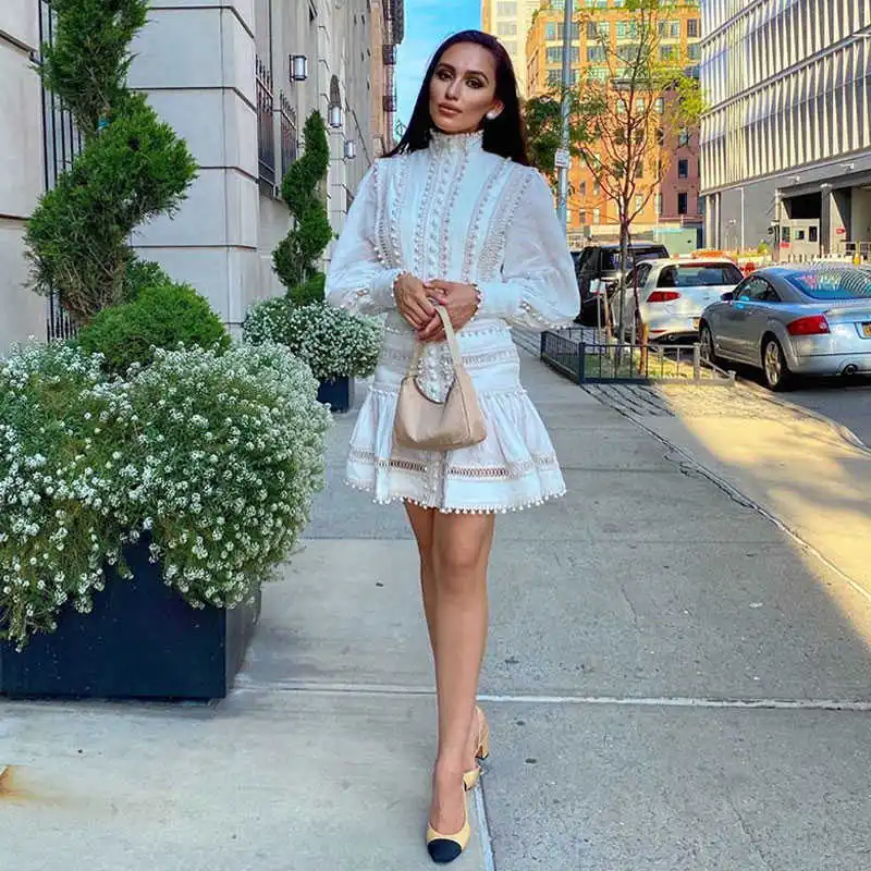 Платья для женщин на пуговицах с вышивкой и бахромой в класса люкс высоким плотно