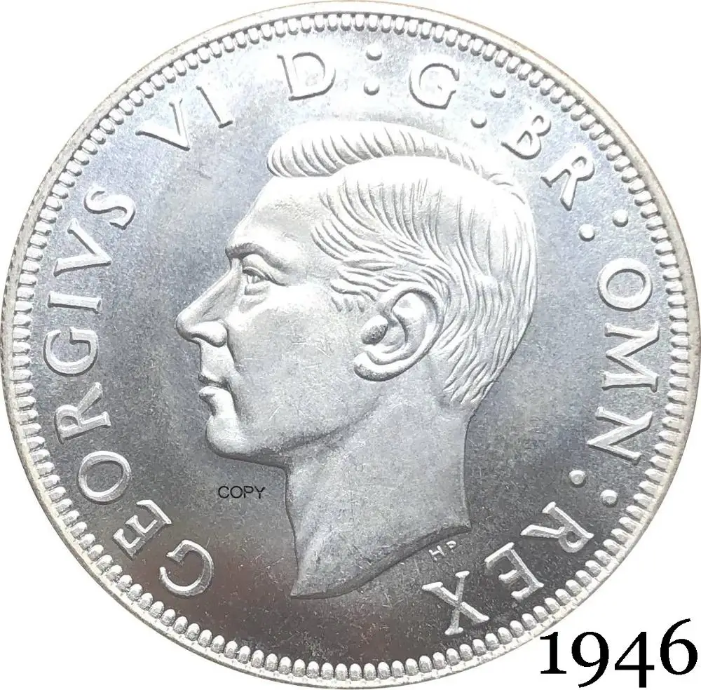 Полукорона король Джордж Ви из Великобритании 1946 кг 1/2, оставила шестую Великобританию, британская Посеребренная копия HP, монета с замшевым краем