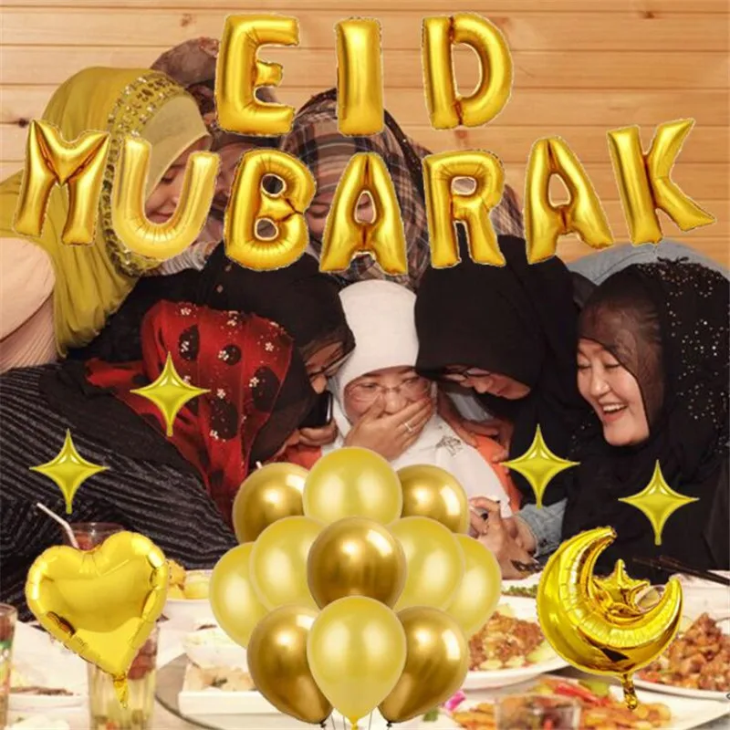 

38 шт./компл. 16 дюймов Eid Mubarak, латексные воздушные шары, набор для Рамадана, Kareem, звезды, луна, фольга, конфетти-блестки Globos