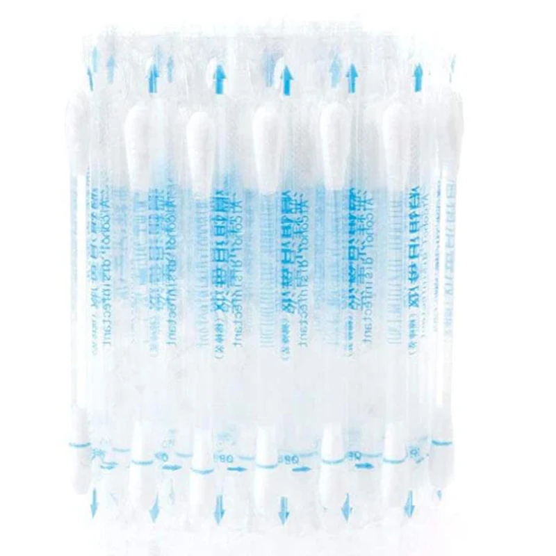 

120 Pcs Portable Disposable Alcohol Iodine Cotton Swabsticks - Stick for Wounds Care Disinfection Cotton Swabsticks