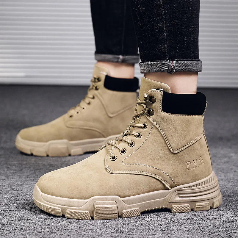 

Mazefeng Brand 2021 Men's Shoes New Men British High Top Martin Boots Winter Retro Tooling Boots Military Boots Plus Size 39-44