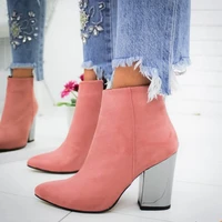 women shoes ankle pumps flock toe boots autumn 2020 new high heeled shoes