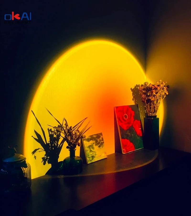 

Led Night Light Sun Projection Desk Lamp USB Sunset Red Projector Bedroom Bar lamps Wall Decoration Lighting