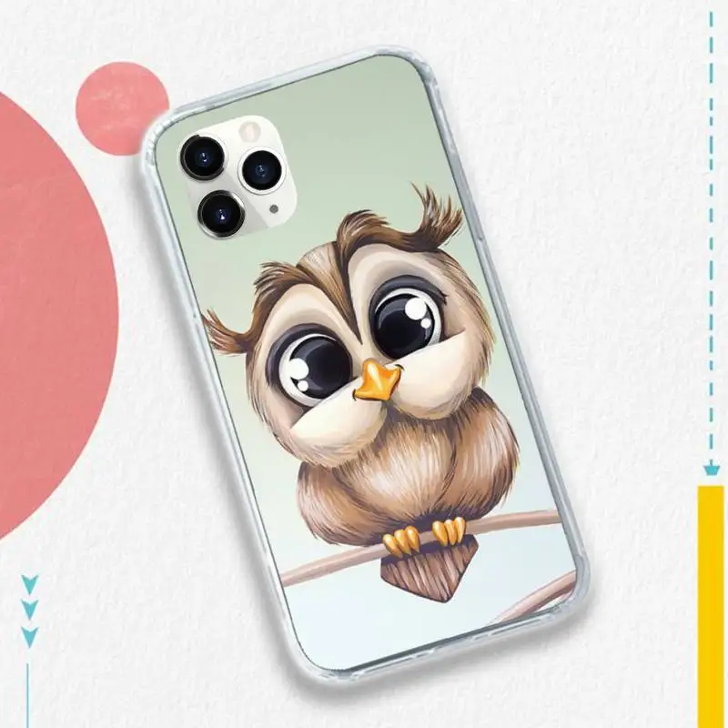 

animal cute cartoon owl Bird Phone Case Transparent for iPhone 11 12 mini pro XS MAX 8 7 6 6S Plus X 5S SE 2020 XR