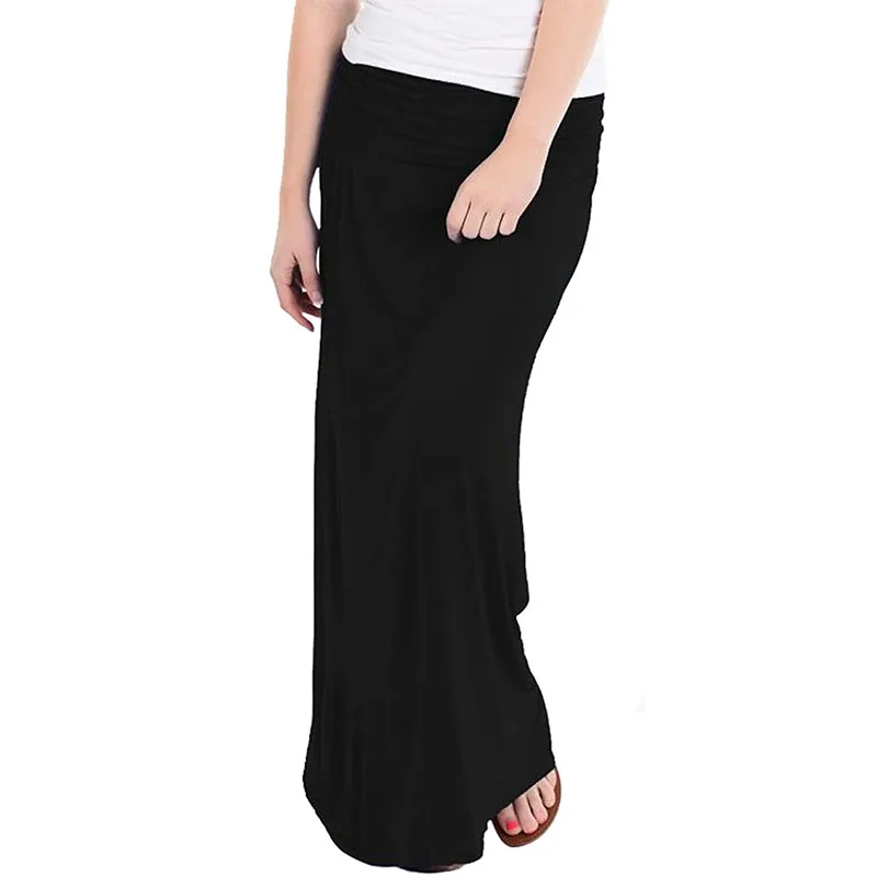 

Spring Autumn Cotton Solid Office Lady Women Pleated Skirt Fashion Muslim Skirts Pockets Elastic Casual Feamle Clothing G2422