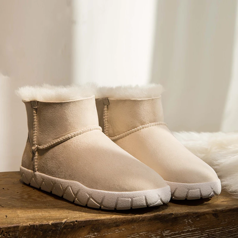 2019 г. новые зимние сапоги женские модные на овечьем меху короткие теплые