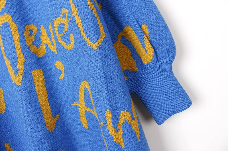 Vefadisa Letter Printed Sweater Dress Woman 2019 Red Winter Thick Long Sleeve Pullovers Knitting QYF1209 | Женская одежда