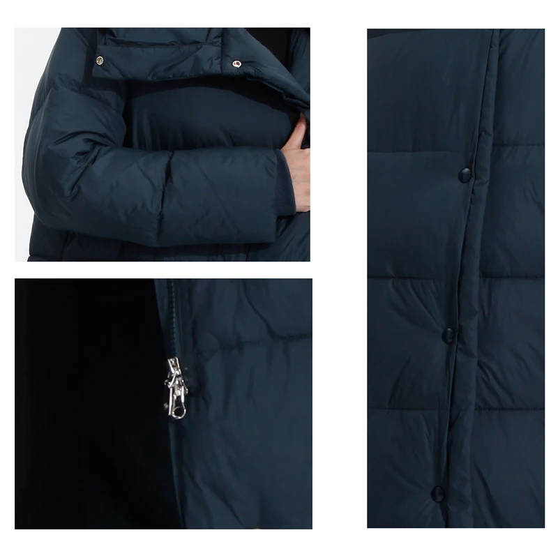 Women's Long Down Jacket Parka Outwear With Hood Quilted Coat Female Office Lady Cotton Clothes Warm Fashion Top Quality 19-079