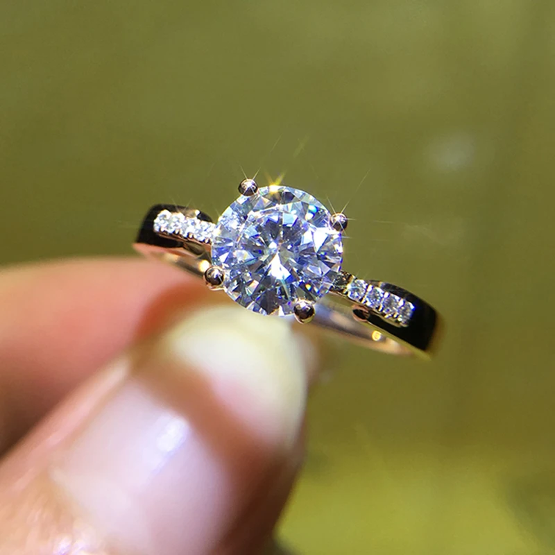 

Чистое кольцо из розового золота 14 к, Ювелирное кольцо Moissanite, 1ct 2ct 3ct, модное кольцо с 4 когтями, юбилейное кольцо