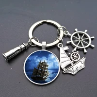 pirate ship dome alloy keychain under the new fairy tale the same style for men and women