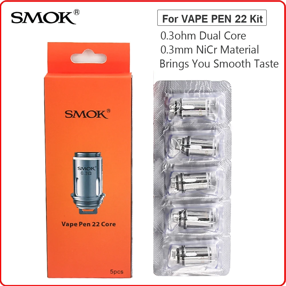 SMOK Vape ручка 22 ядра катушка головка 0.3ом нагреватель испаритель сопротивление для Vape ручка 22 атомайзер бак электронная сигарета