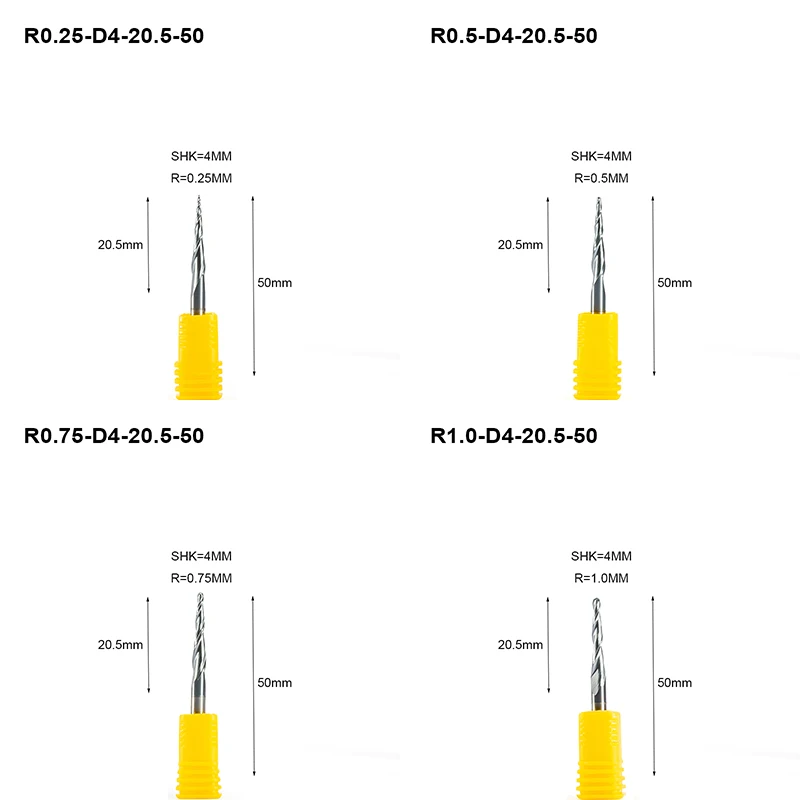 5 шт. концевые фрезы из карбида вольфрама твердосплавные конические с шариками