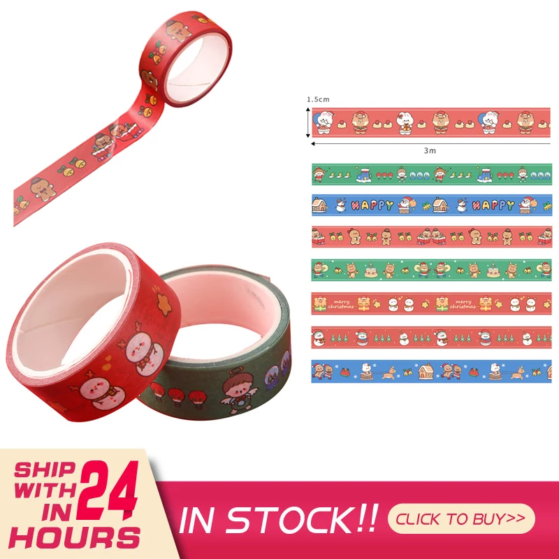 

8 Types Cartoon Christmas Cute Girl Hand Account Material Tape DIY Decoration Scrapbooking Masking Tape Adhesive Tape Sticker