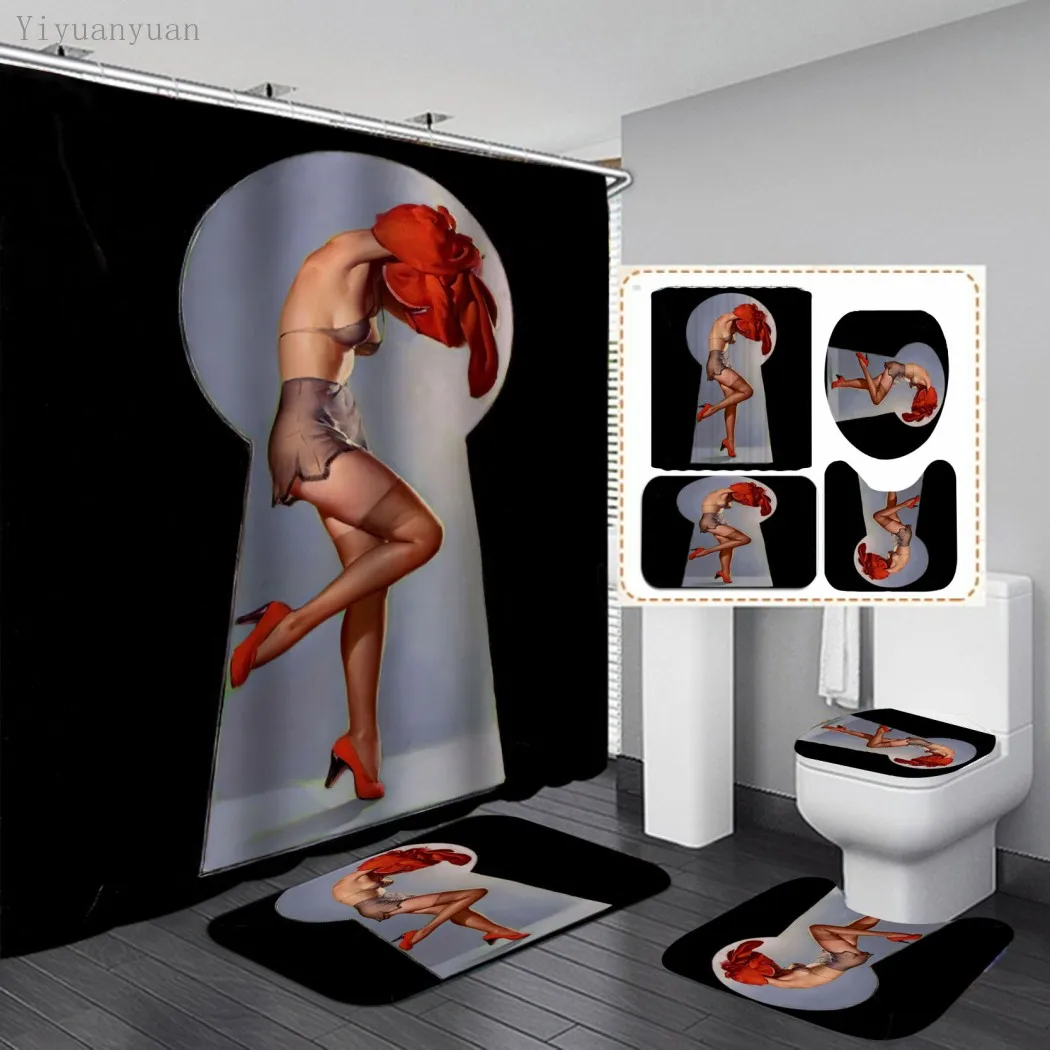 Prezzo Tende Da Doccia Con Stampa Da Donna Sexy Set Da Bagno Impermeabile Tende Da Doccia Tappeti Tappetini Da Bagno Antiscivolo Tappeti Morbidi Decorazioni Per La Casa