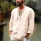 Рубашка Мужская льняная с длинными рукавами, удобная блузка из хлопка и льна, M-3XL, лето 2021