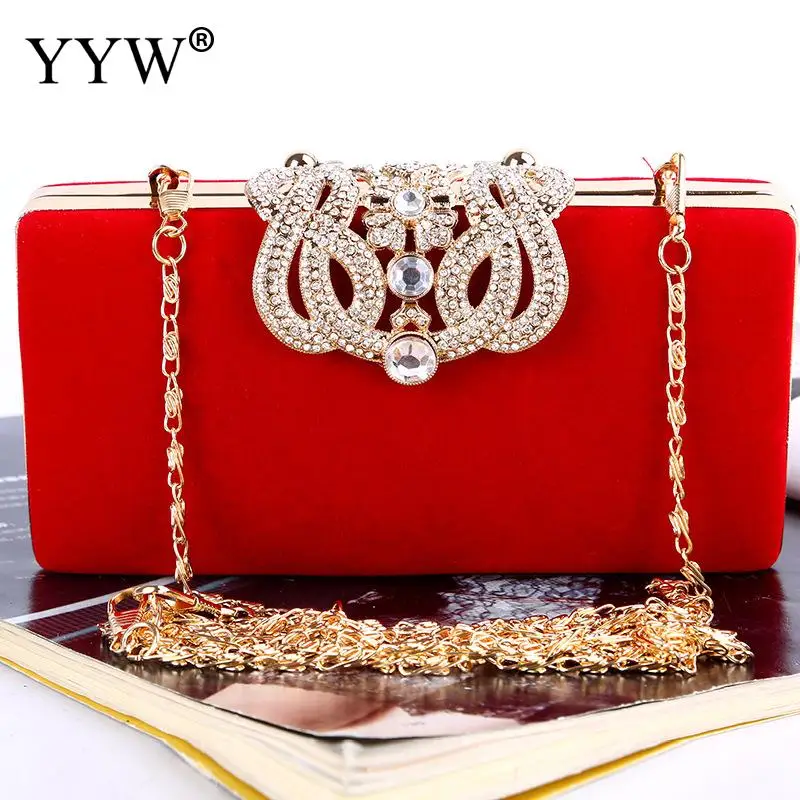 

Elegant Velour Hard-Surface Women Evening Bags Rectangle Box Bag Handbags Black Red Fashion Party Clutches Ladies Bolsa Feminina