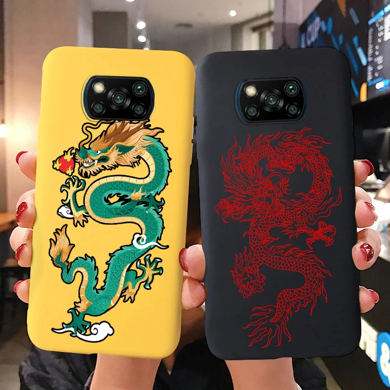 poco x3 pro cases silicon dragon painted phone fundas for xiaomi poco x3 nfc x3 gt m3 f3 2020 pocophone f1 f2 soft tpu cover free global shipping