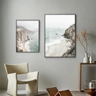 Скандинавский пейзаж, холст, Постер, настенное искусство, пляж, горы, живопись, морской пейзаж, фотография, современный декор для гостиной