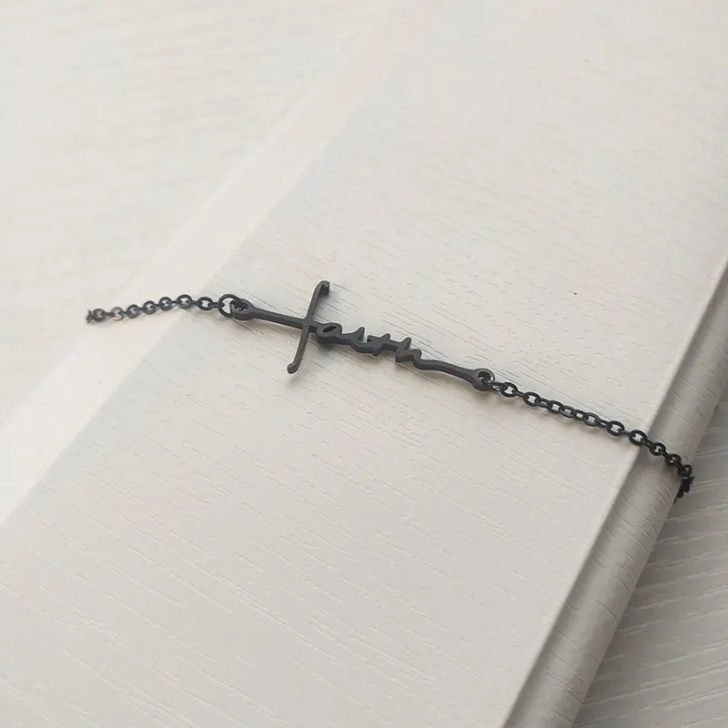 1 шт. новый дизайн браслет крест вера из нержавеющей стали с буквами шармы