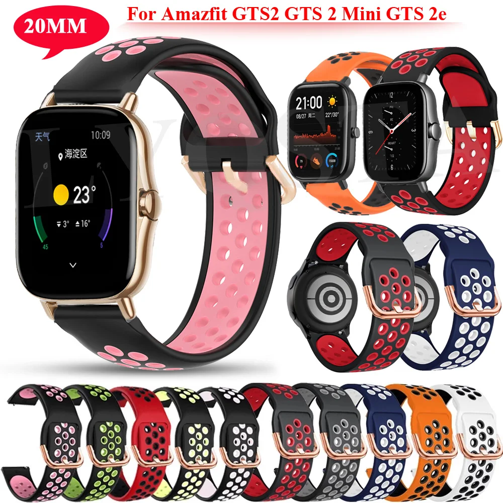 

Ремешок силиконовый для Xiaomi Huami Amazfit GTS2/2e Mini/GTR 42 мм/GTS 3, спортивный браслет для смарт-часов Amazfit Bip U S PopPro, 20 мм