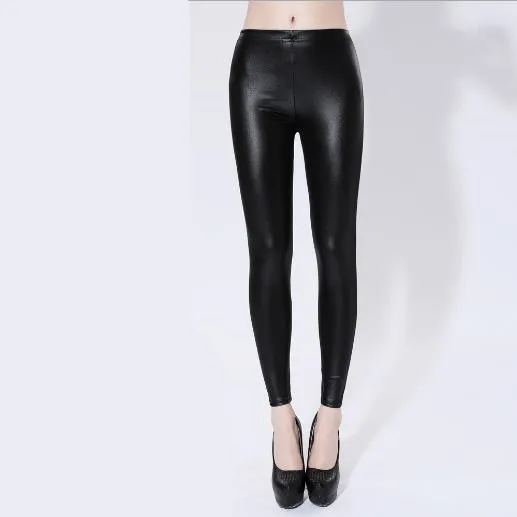 Deporte Women Pants 2020 Winter Autumn Sexy PU Leather Elegant Vintage Female Skinny Hip Elastic Waist M420 | Женская одежда