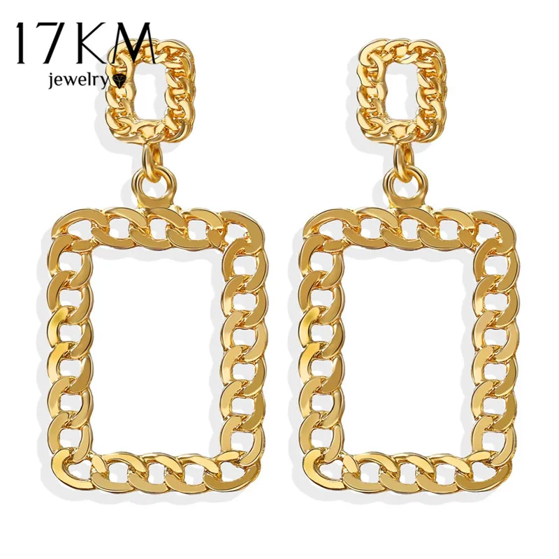 Женские крупные серьги-гвоздики 17KM золотистые женские серьги 2020 корейская мода