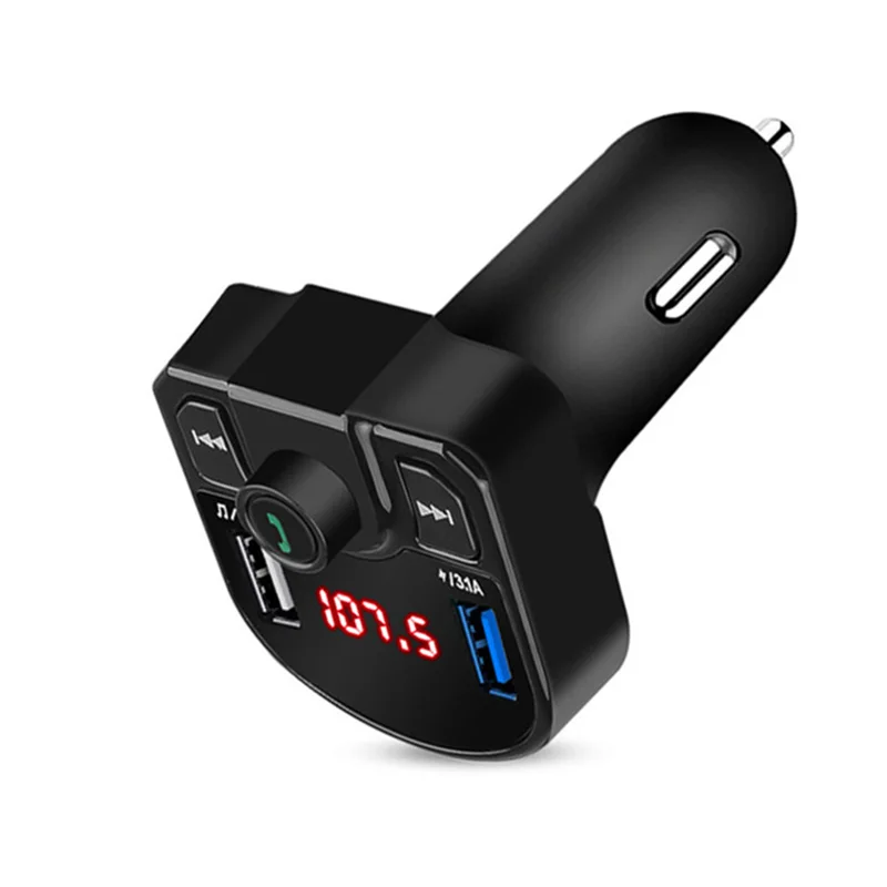 Bluetooth 4.2 USB AUX FM Transmitter Bluetooth 5.0 Handsfree Car Kit 3.1A Quick Dual USB Charger LCD Digital Voltmeter TF Card Player - Название цвета: Bluetooth 4.2