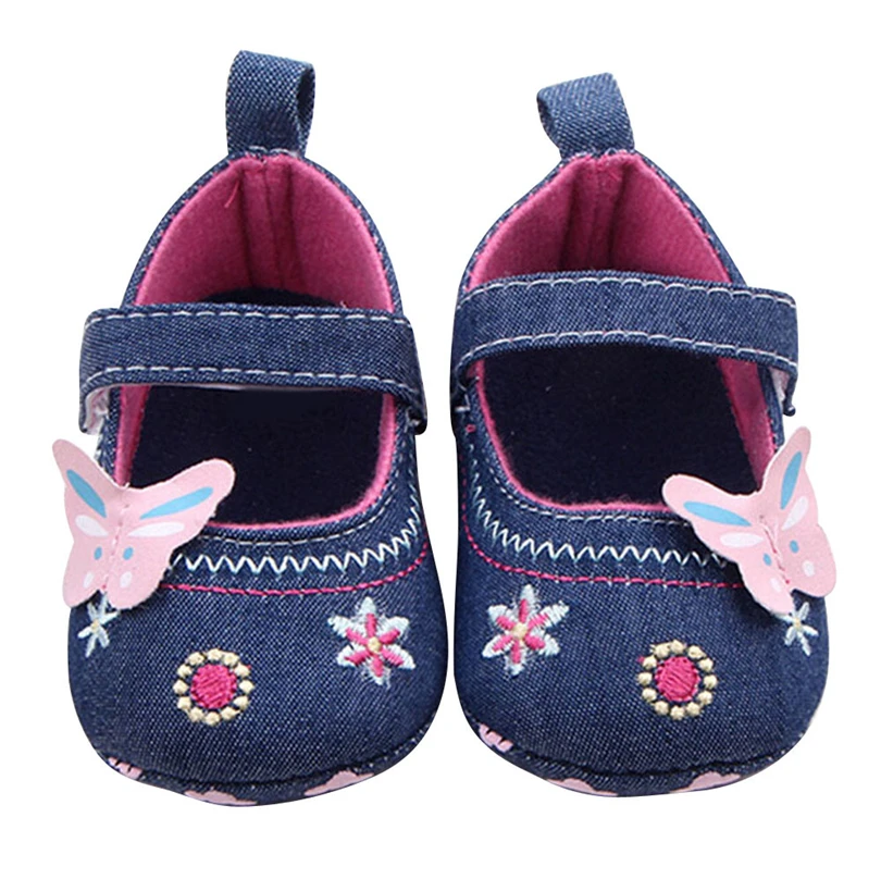 

Newborn Infant Baby Girls Flower Embroidery Butterfly Soft Sole Shoes First Walkers Casual Non-slip Toddler shoe 0-18 Month A20