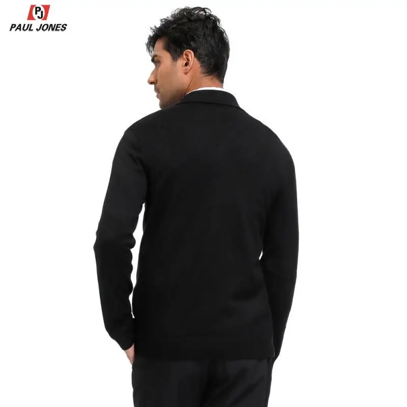 Мужской вязаный пуловер с v-образным вырезом и шалью от PAUL JONES стильный