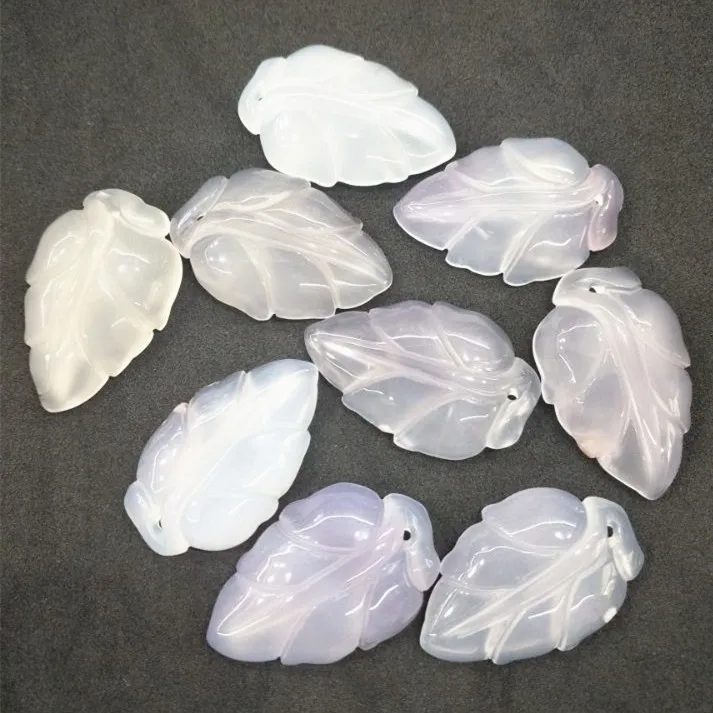 

4PCS White Nature Gem Stone New Agate Beads Leaf Shape For Women Pendants 22X34MM Design Accessories And Jewelry Findings