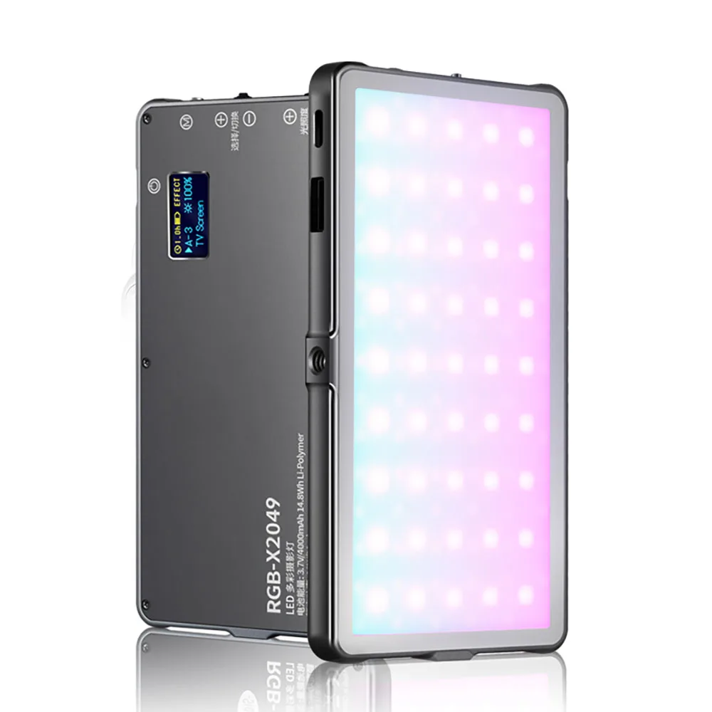 Светодиодная RGB-лампа X2049S, встроенная аккумуляторная батарея 12 Вт, полноцветсветильник Светодиодная лампа для камеры, 12 распространенных светильник вых эффектов светодиодный ная лампа
