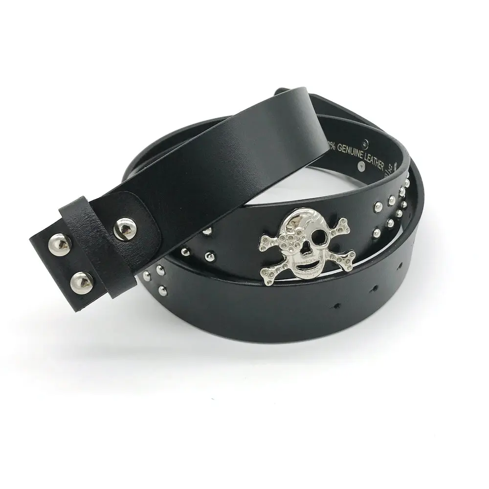 

Genuine leather hand-stitched skull leather belt western cowboy smooth buckle special belt 3.8 wide applicator 4.0-4.2cm buckle