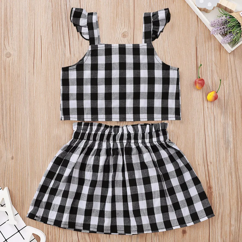 Комбинезоны для младенцев 2 шт. однобортные топы в клетку на лямках Милая Черная