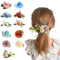 2021 new chiffon flowers hair combs fresh false bouquet leaf headwear flower girl bridesmaid bridal elegant hair accessories