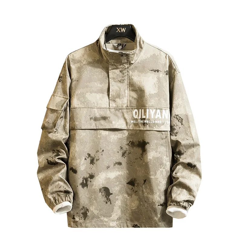 

Men Spring Safari Style Vogue Jackets Fad Mens Hip Hop Hooded Jacket Male Oversize Korean Streetwear Tops Camouflage coat